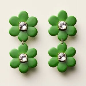 kate spade Green Floral Earrings with Crystal Centers